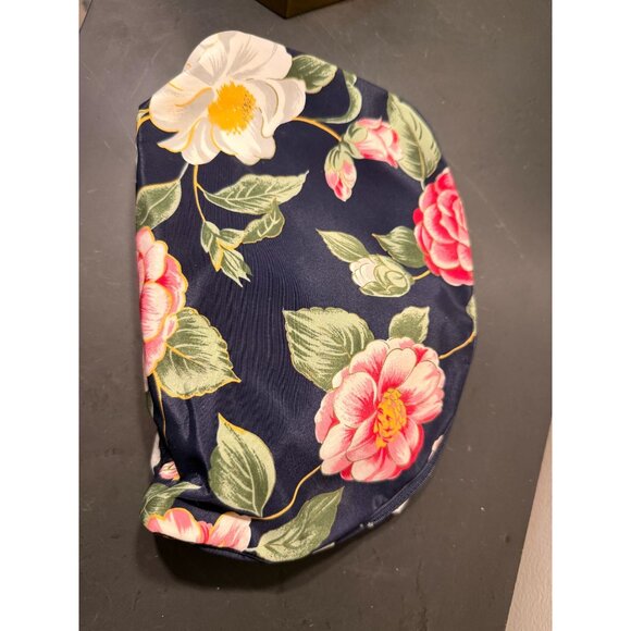 Christian Dior Floral Print Cosmetic Bag Navy Vintage Zip Pouch 9x4x14 9x8 80s - Picture 14 of 16